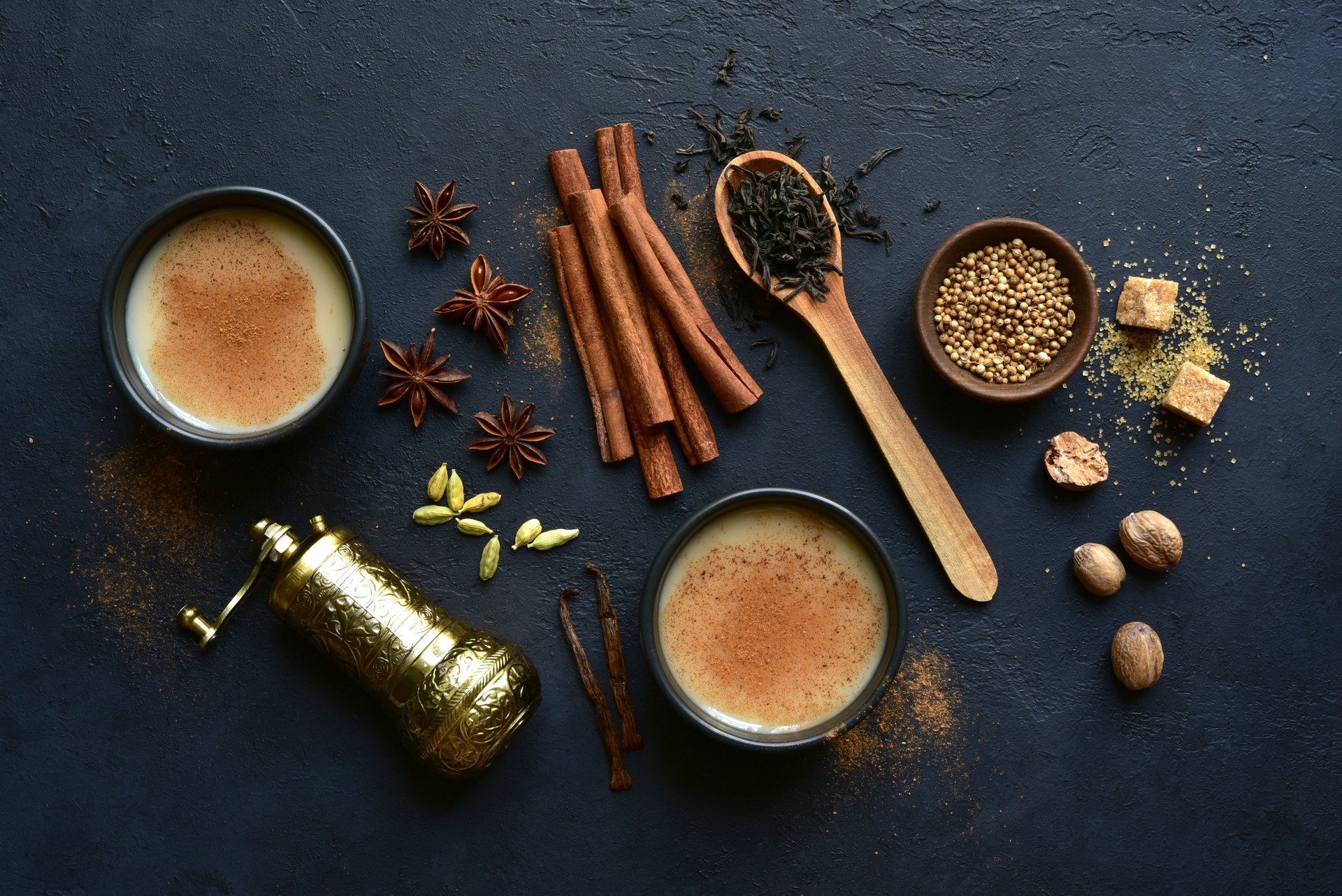 Traditional indian spicy tea masala with milk
